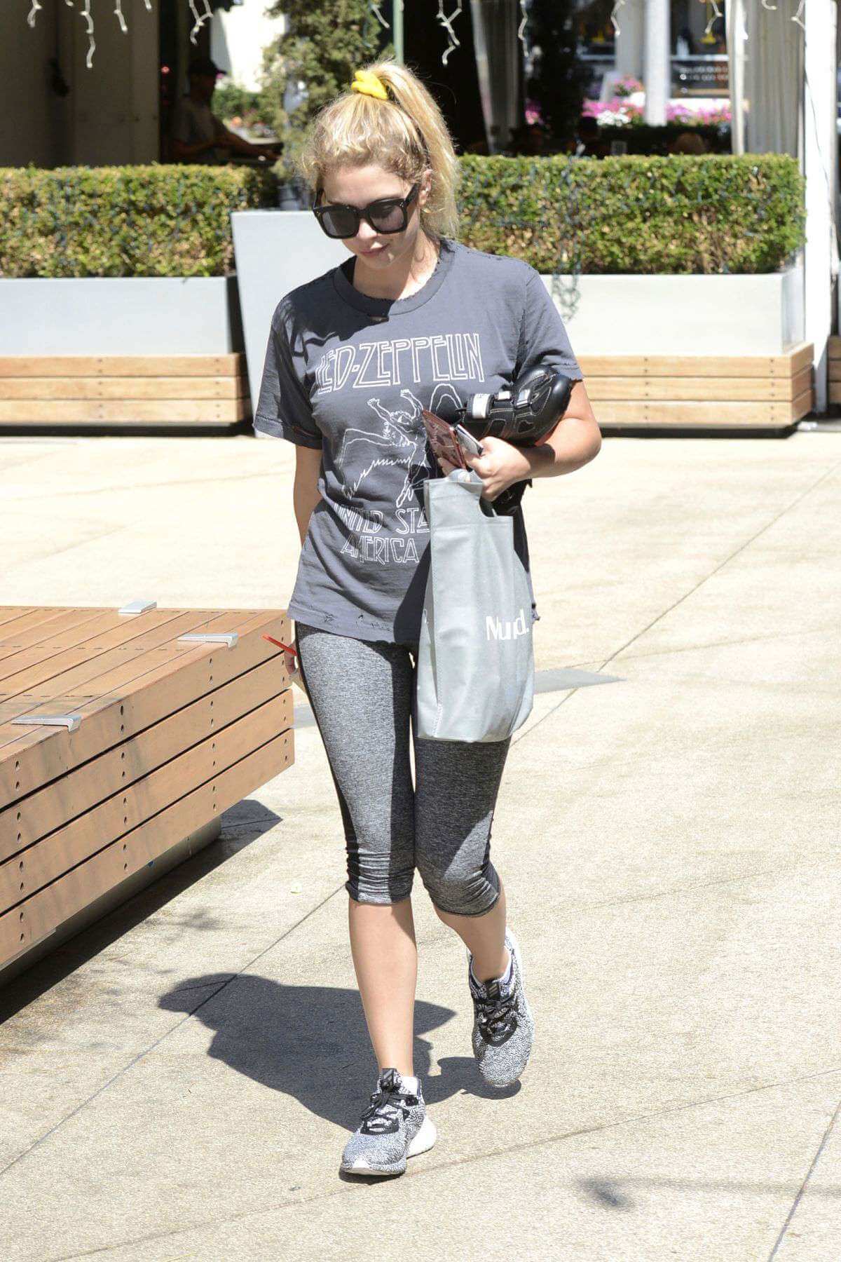 Ashley Benson in Tights Leaving a gym in West Hollywood