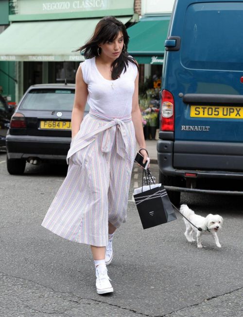 Daisy Lowe at Out For a Walk With Her Dog in Primrose Hill in London