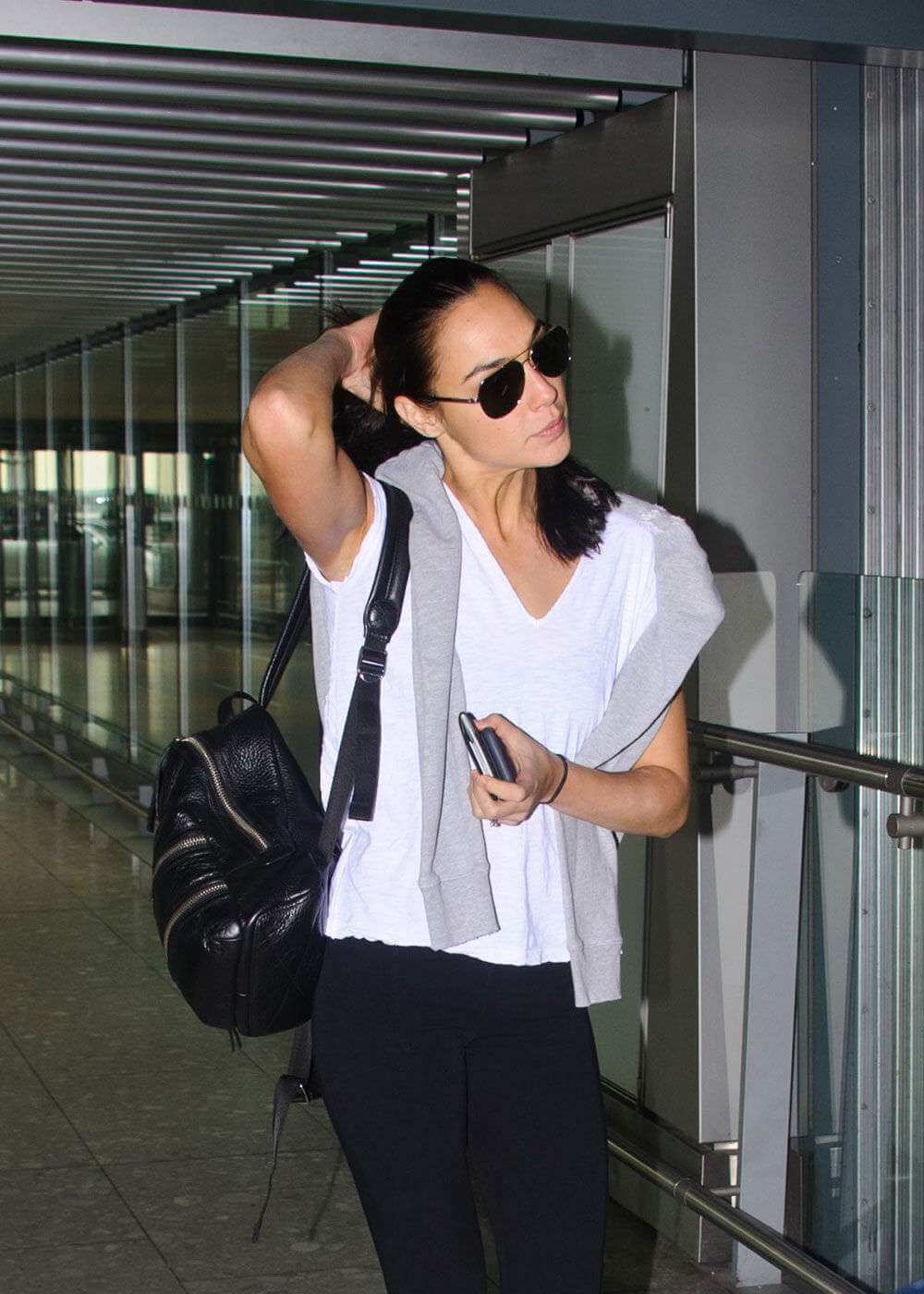 Israeli actress Gal Gadot at Heathrow Airport in London