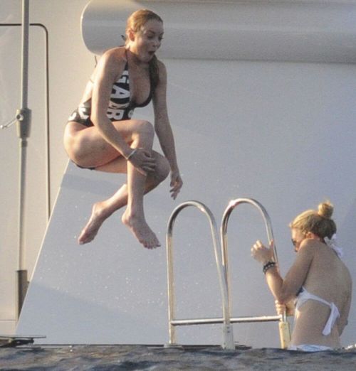 Lindsay Lohan in Bikini at a Yacht in Sardinia 1