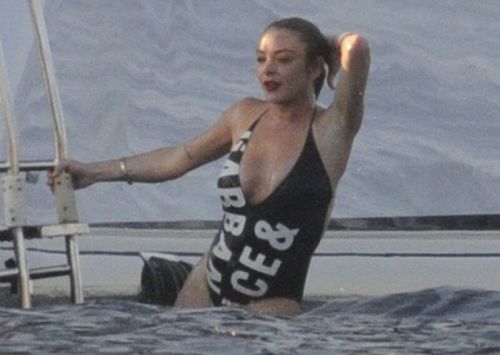 Lindsay Lohan in Bikini at a Yacht in Sardinia 4