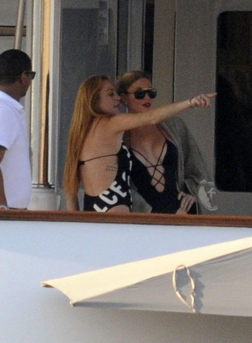 Lindsay Lohan in Bikini at a Yacht in Sardinia 12