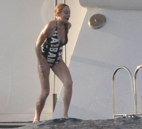 Lindsay Lohan in Bikini at a Yacht in Sardinia 15