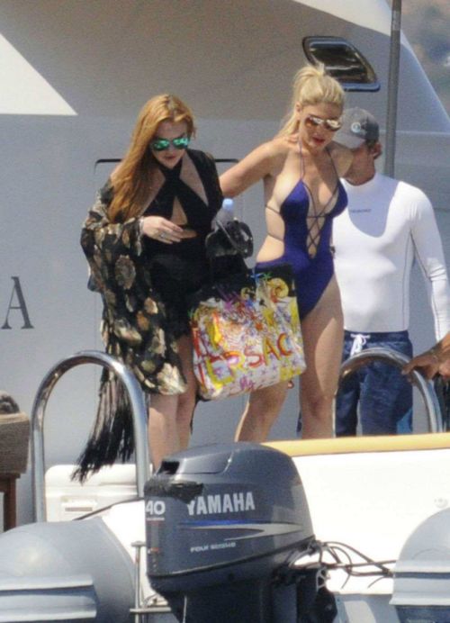 Lindsay Lohan & Hofit Golan on the beach in Sardinia Italy