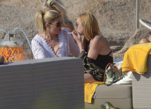 Lindsay Lohan & Hofit Golan on the beach in Sardinia Italy 20