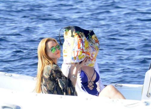 Lindsay Lohan & Hofit Golan on the beach in Sardinia Italy 23