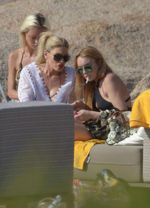 Lindsay Lohan & Hofit Golan on the beach in Sardinia Italy 30