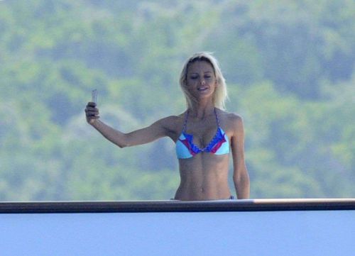 Lindsay Lohan Wears Floral Bikini While Yachting in Sardinia 1