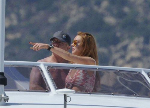 Lindsay Lohan Wears Floral Bikini While Yachting in Sardinia 4