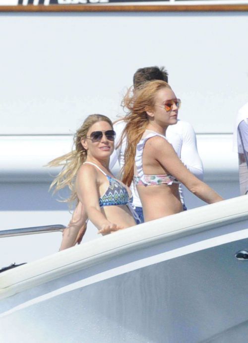 Lindsay Lohan Wears Floral Bikini While Yachting in Sardinia 7