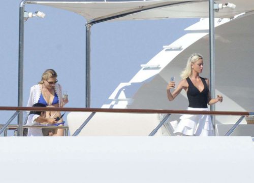 Lindsay Lohan Wears Floral Bikini While Yachting in Sardinia 3
