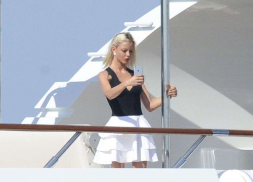 Lindsay Lohan Wears Floral Bikini While Yachting in Sardinia 4