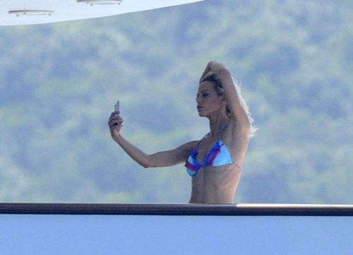 Lindsay Lohan Wears Floral Bikini While Yachting in Sardinia 8