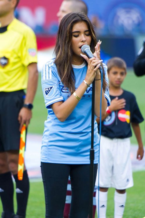 Madison Beer Sings the national anthem at Yankee Stadium in New York 8
