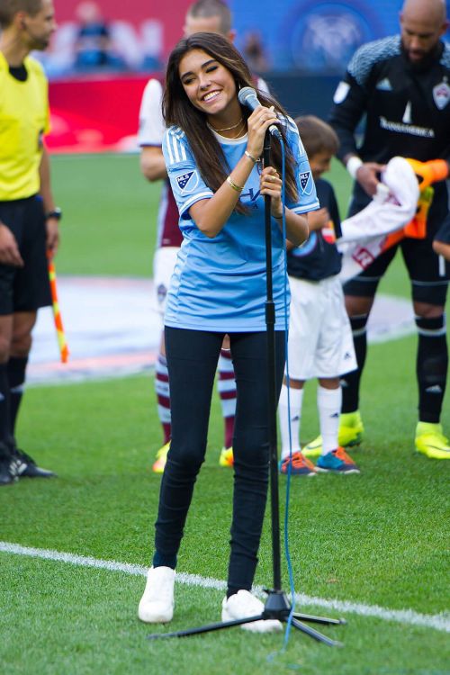 Madison Beer Sings the national anthem at Yankee Stadium in New York