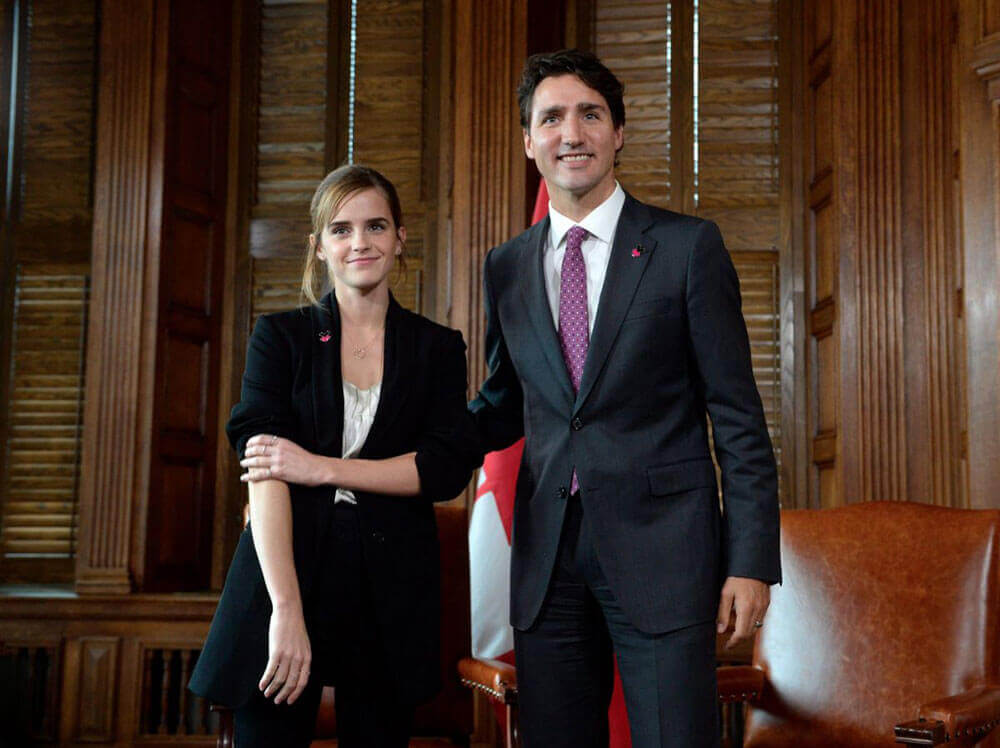 Emma Watson Stills Meeting Prime Minister of Canada Justin Trudeau for her 