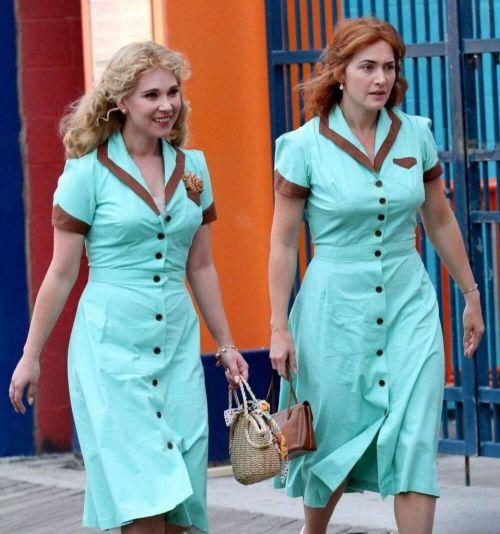 Kate Winslet & Juno Temple Wear Matching Blue Dresses for Woody Allen Movie 7
