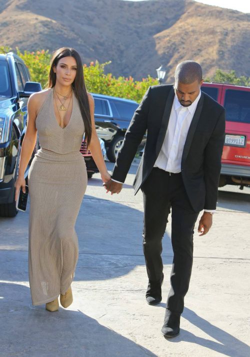 Kim Kardashian and Kanye West At Wedding Of Their Friends In Simi Valley 10