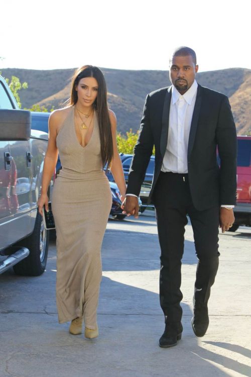 Kim Kardashian and Kanye West At Wedding Of Their Friends In Simi Valley 14