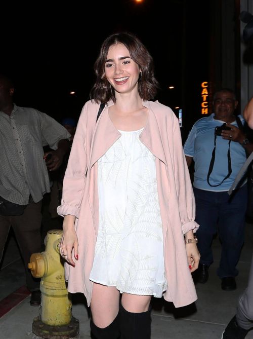 Lily Collins Stills Leaves Catch Restaurant in West Hollywood