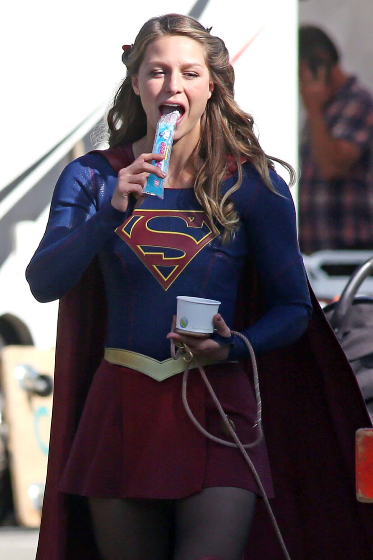 Melissa Benoist on the Set of Supergirl in Vancouver
