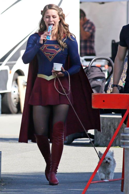 Melissa Benoist on the Set of Supergirl in Vancouver 1