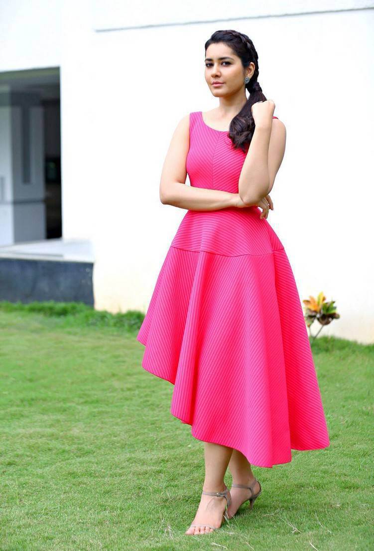 Rashi Khanna Hot Photoshoot in Pink Sleeveless Top