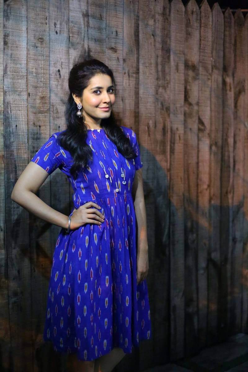 Rashi Khanna Hot Photoshoot in Royal Blue Dress Photos