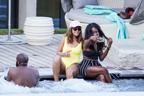 Rihanna in Swimsuit at Pool at her Hotel in Zurich 6