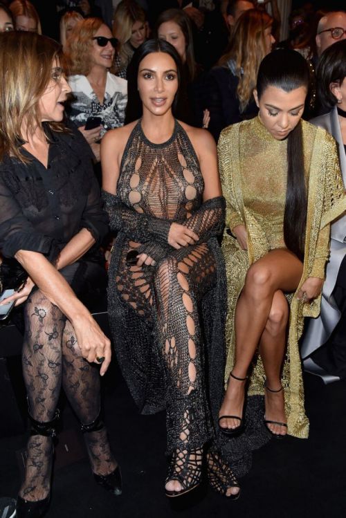 Kim Kardashian and Kourtney Kardashian Stills in Balmain Fashion Show