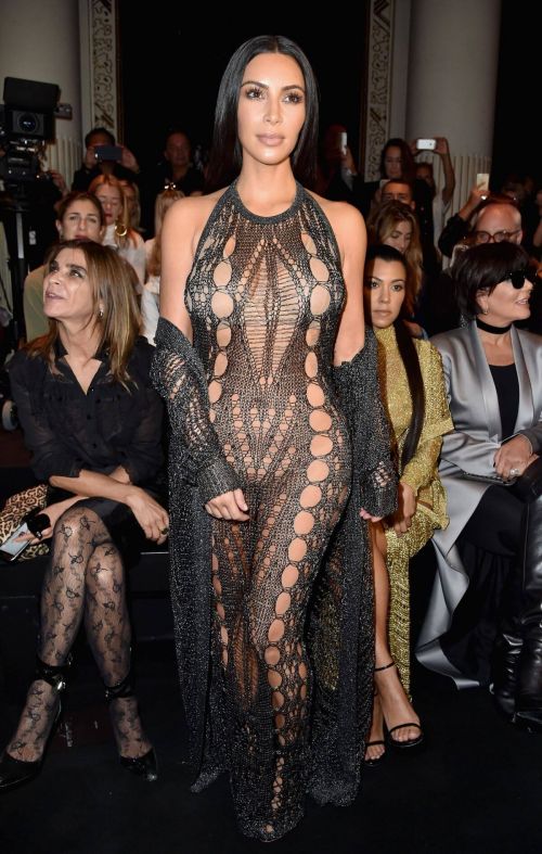 Kim Kardashian and Kourtney Kardashian Stills in Balmain Fashion Show 9