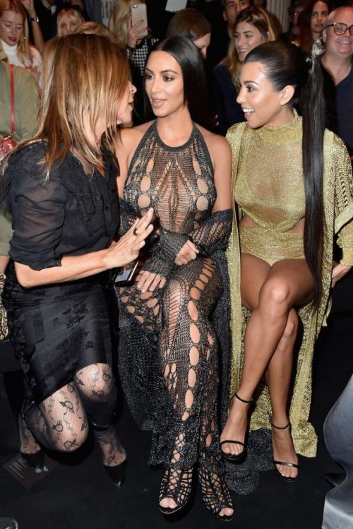 Kim Kardashian and Kourtney Kardashian Stills in Balmain Fashion Show 3