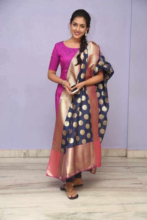 Madhu Shalini Photos in Violet Punjabi Dress
