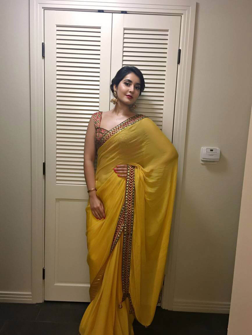 Raashi Khanna Photoshoot in Yellow Saree Photos