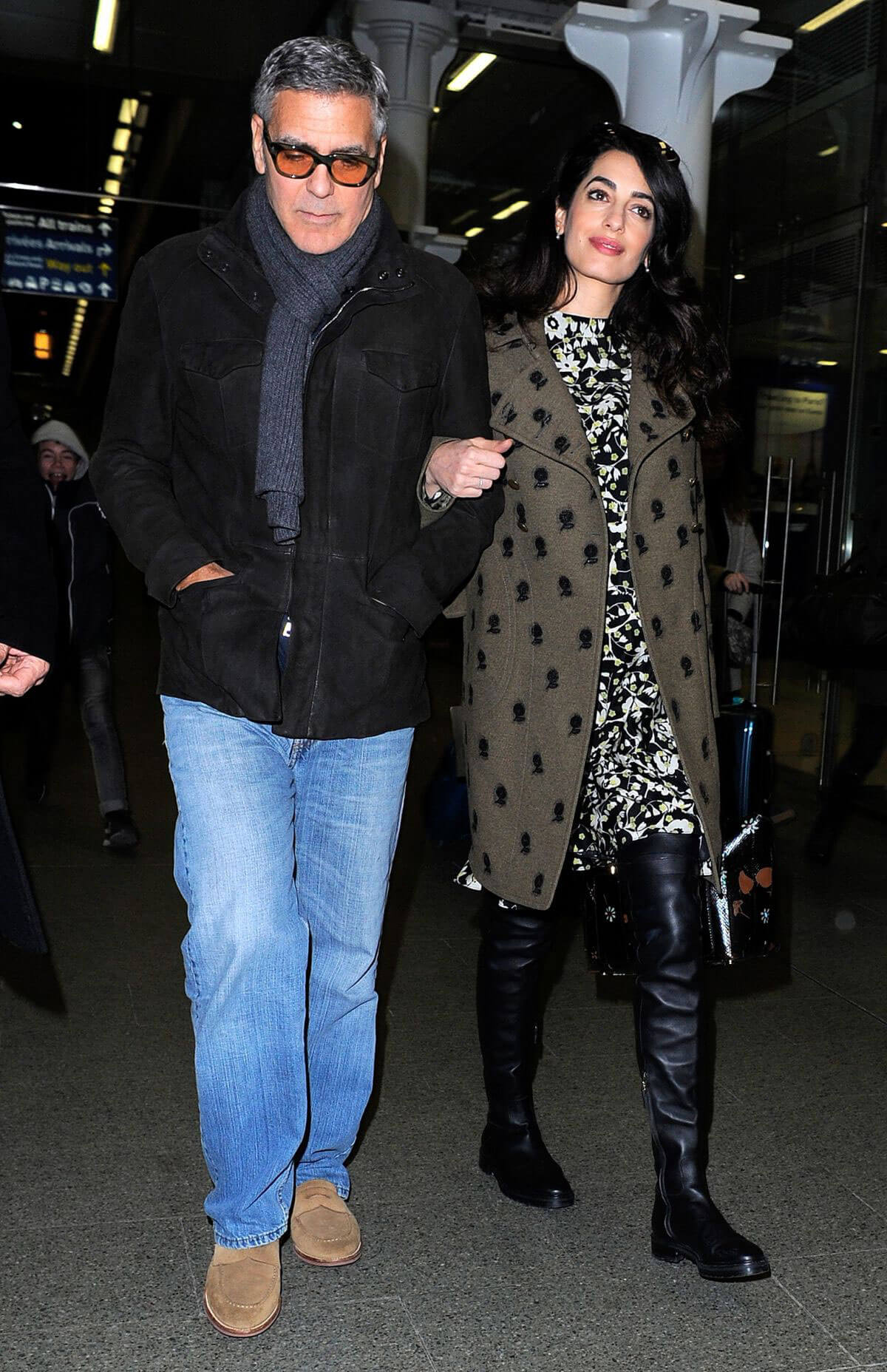 Amal Clooney and George Clooney at St Pancras Eurostar in London