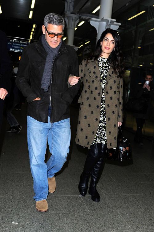 Amal Clooney and George Clooney at St Pancras Eurostar in London 2