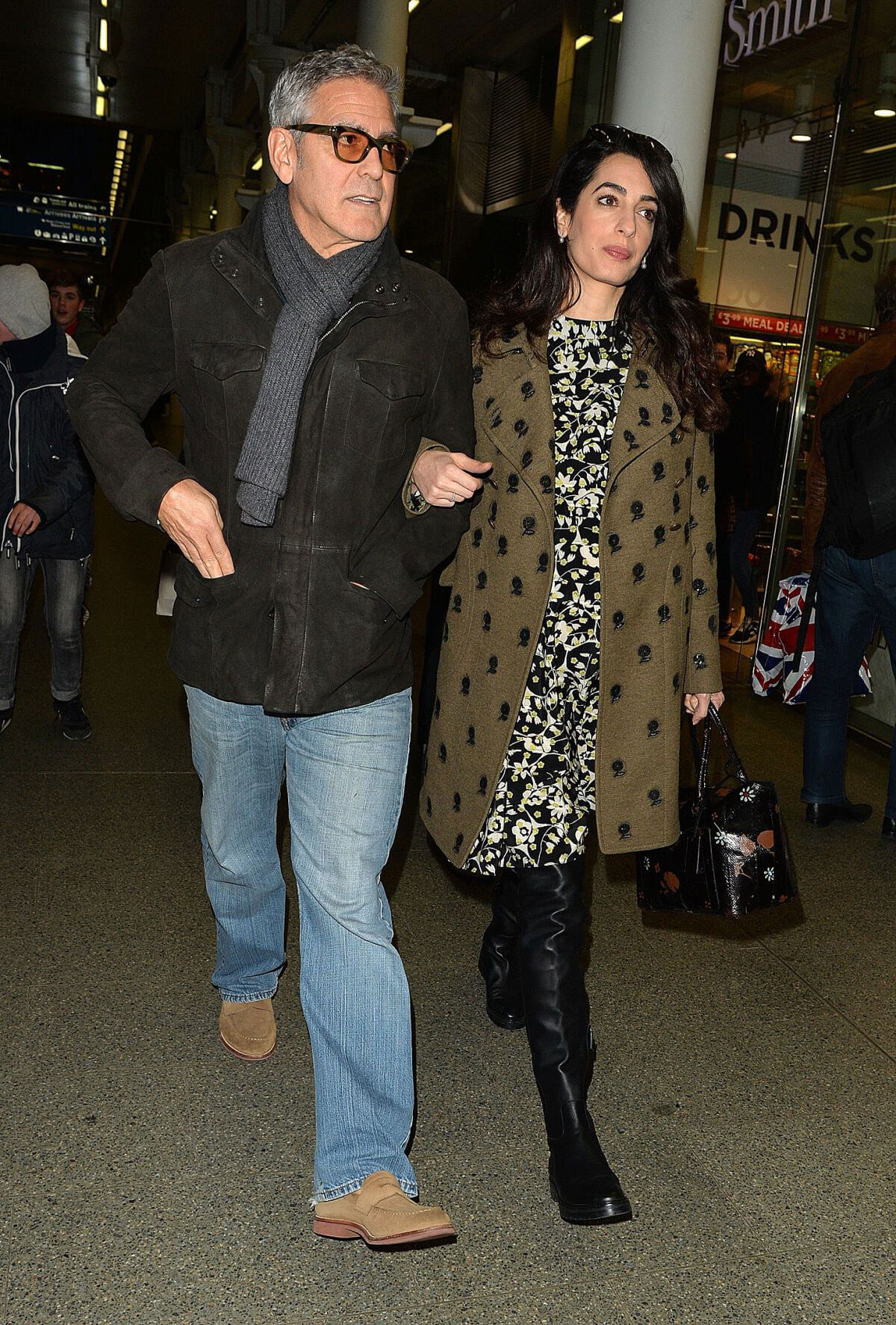 Amal Clooney and George Clooney at St Pancras Eurostar in London 2