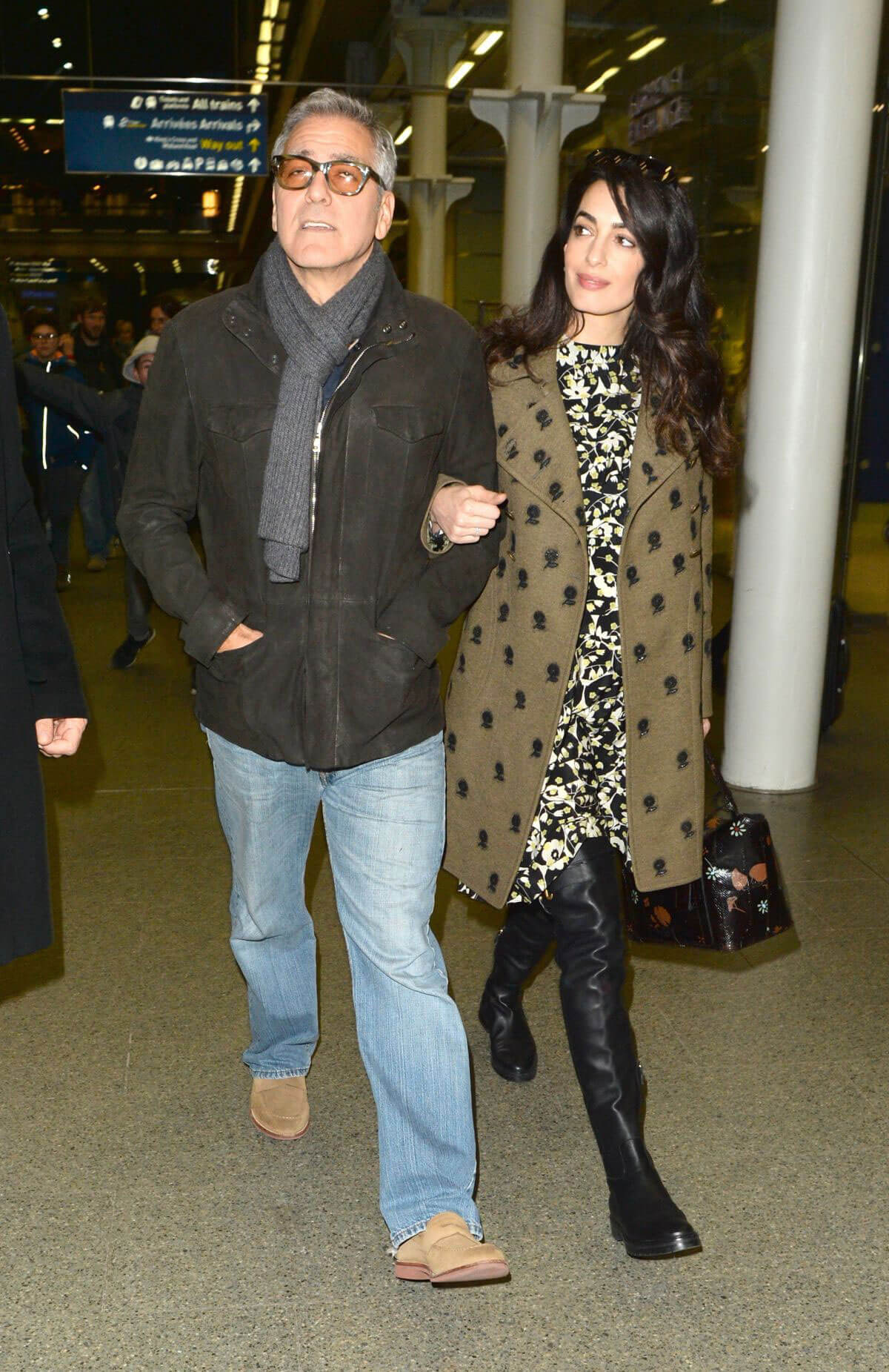 Amal Clooney and George Clooney at St Pancras Eurostar in London 4