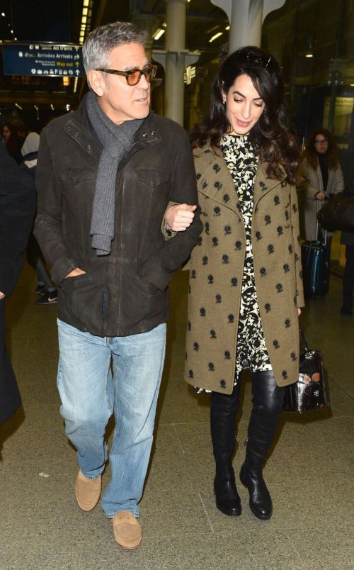 Amal Clooney and George Clooney at St Pancras Eurostar in London 8