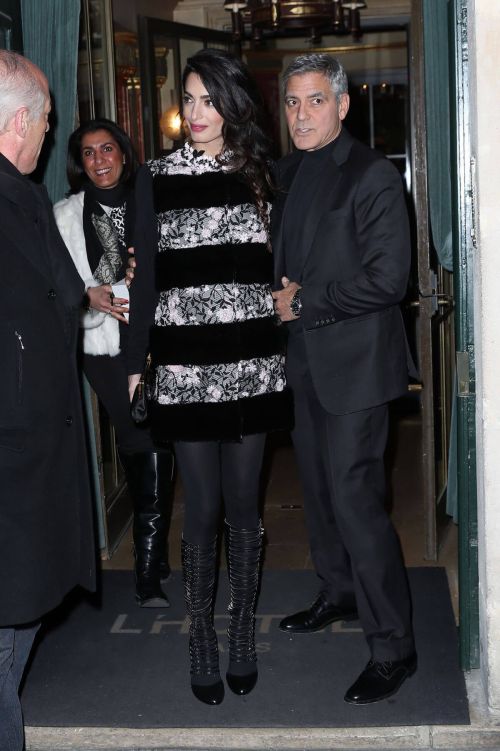 Amal Clooney and George Clooney Stills Leaves Laperouse Restaurant in Paris 10