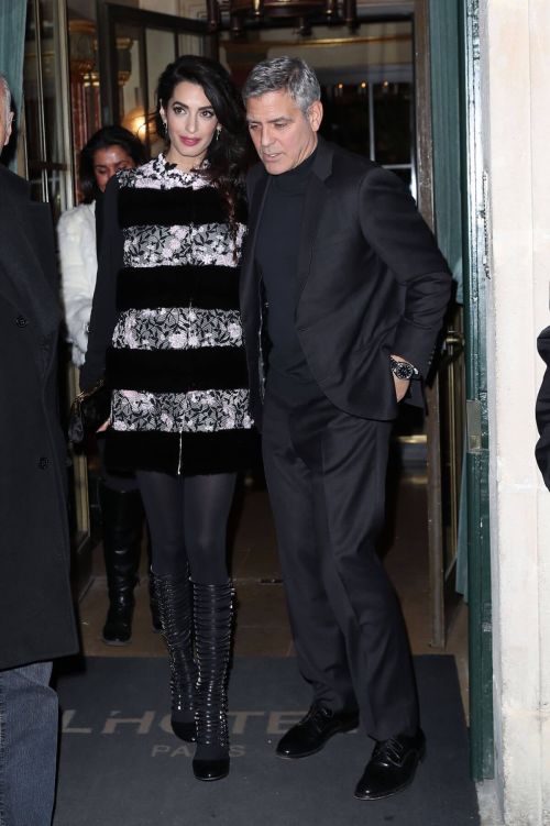 Amal Clooney and George Clooney Stills Leaves Laperouse Restaurant in Paris 11
