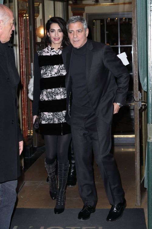 Amal Clooney and George Clooney Stills Leaves Laperouse Restaurant in Paris 13