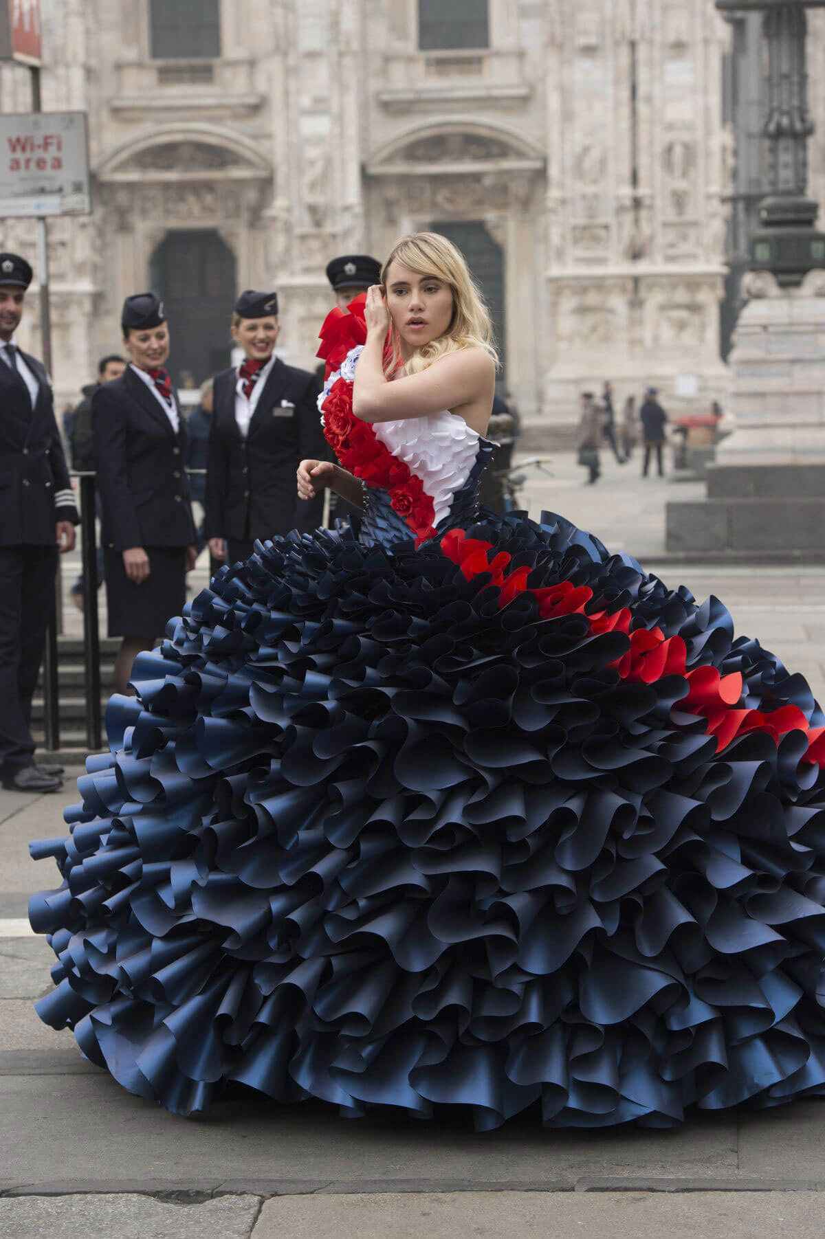 Suki Waterhouse Stills on the Set of a British Airways advertising Campaign in Milan