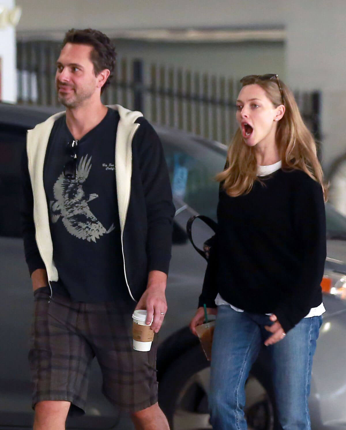 Amanda Seyfried and Thomas Sadoski at a Starbucks in Los Angeles