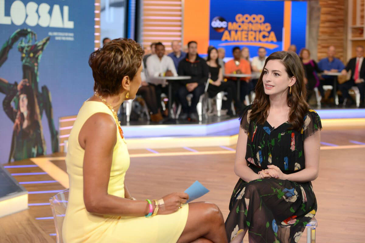 Anne Hathaway Stills on the Set of Good Morning America