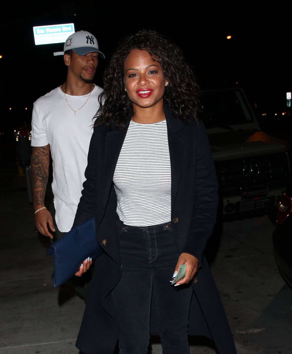Christina Milian and Brandon Marshall Stills Leaves Catch LA in West Hollywood