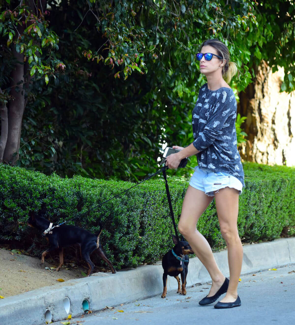 Elisabetta Canalis Stills in Daisy Dukes Walks Her Dog Out in Beverly Hills