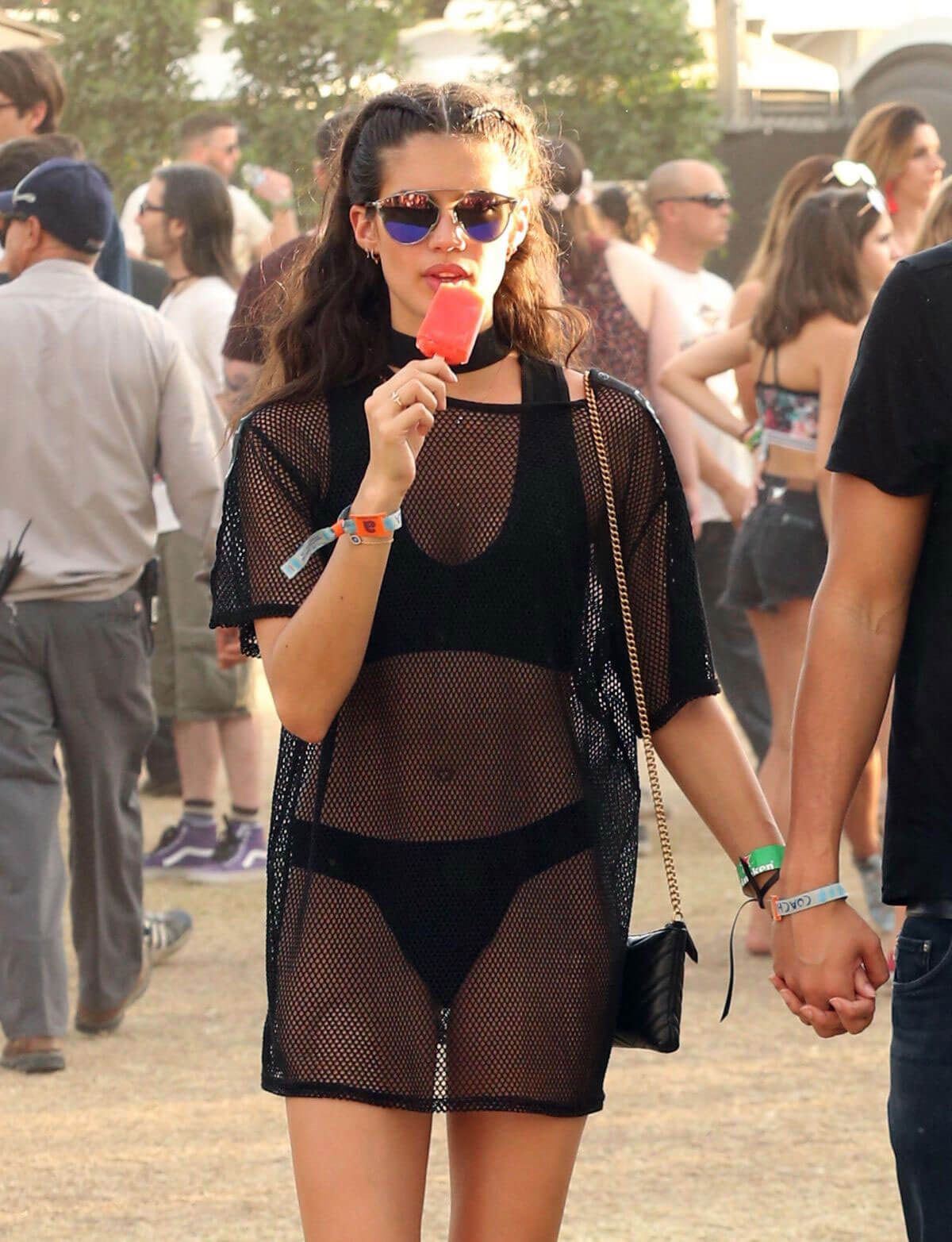 Sara Sampaio Stills Out at Coachella Festival in Indio