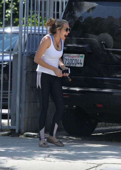 Teresa Palmer wearing in Tights Top & blue Jeans in Los Angeles 10