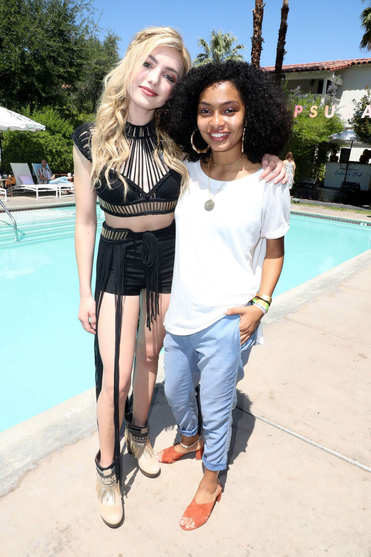 Yara Shahidi and Peyton List Stills at Popsugar & CFDA Brunch at Coachella